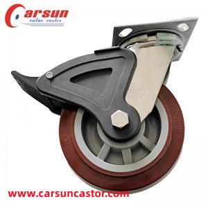 Heavy duty Stainless Steel Castors 6 Inch polyurethane Caster Wheels with Nylon Brakes