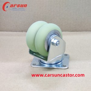 Casters боҷи сабук 2 дюйм Nylon Double Чарх Swivel Caster Чарххои