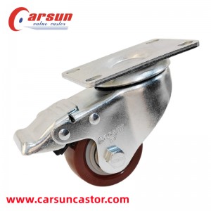 Medium Duty Castor 2.5 Inch Polyurethane Wheels Swivel Caster with brakes
