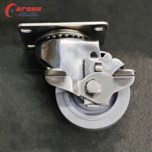 ລໍ້ເລື່ອນຂະໜາດກາງ 3 ນິ້ວ ສະແຕນເລດ swivel caster TPR silent caster wheel