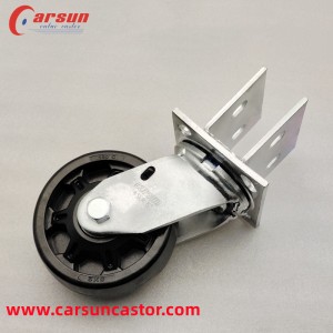 OEM custom heavy duty castors ອຸດສາຫະກໍາ 5 ນິ້ວແກ້ວສີດໍາ reinforced nylon swivel caster wheels