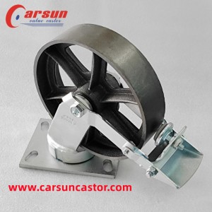 Ultra Heavy Industrial Castors 200mm 8 Inch Gietizeren Caster Wheels mei Tread Brakes