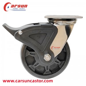 Heavy Stainless Steel Casters 6 Inch Nylon Caster Wheels with Nylon Brakes