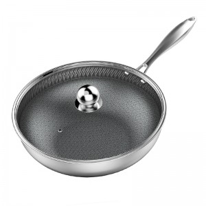 Stainless steel frying pan na may texture, wear resistant at non stick