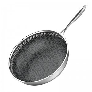 Stainless steel frying pan with texture, wear resistant and non stick