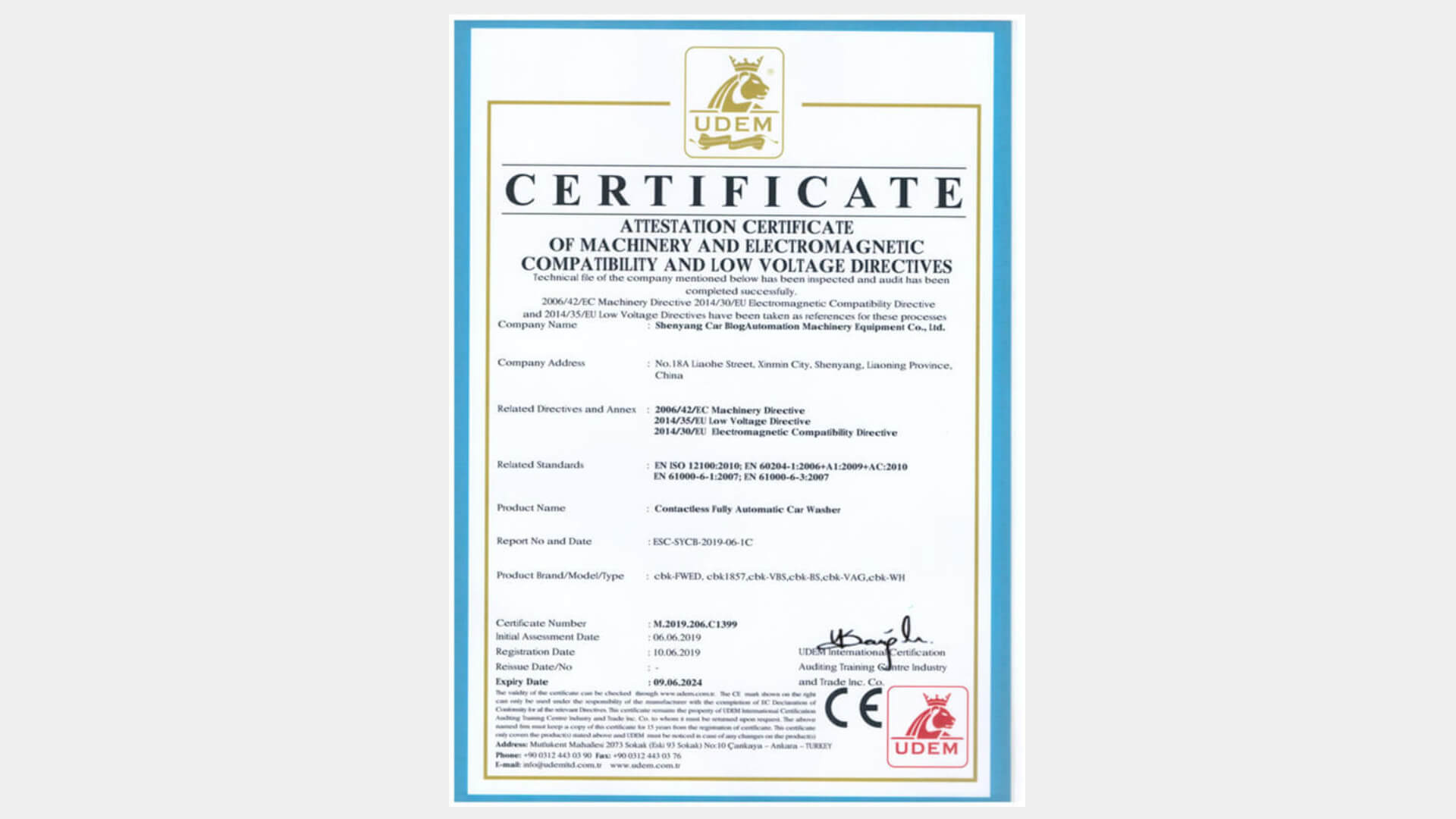 CBK Pass European Autoritative CE Certification