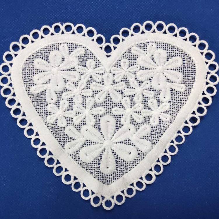 factory customized Elegant Latest Lace - New  made water  soluble embroidery flower heart shaped clothing accessories flower leather bag dress accessories – Bailong Lace