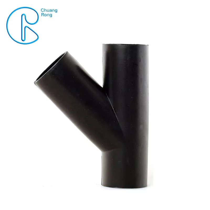 Buttfusion Connection HDPE Drainage Fittings Siphon Y Tee 45 Degree Tee PN6 PE100