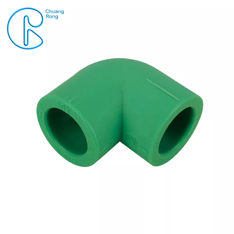 Zelena plastika PPR 90 stupnjeva koljeno glatka površina s tehnikom brizganja