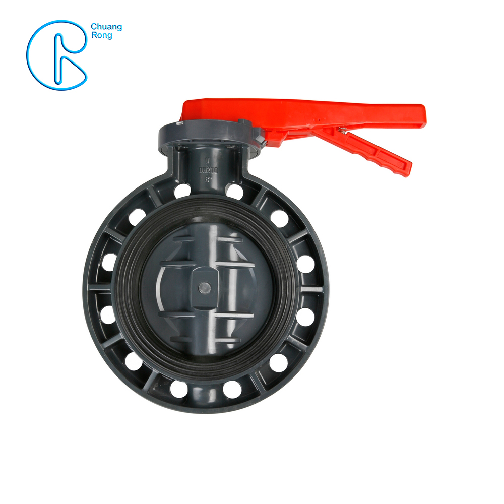 Válvula de bola de PVC de abastecemento de auga / válvula de bolboreta con tipo de man de plástico