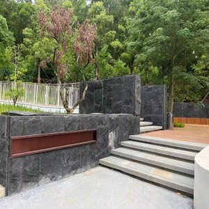 Natural Black Stone Walls , Basalt Skin Feature Wall Stone , Natural Split Face , Stone Architecture , Wall Cladding