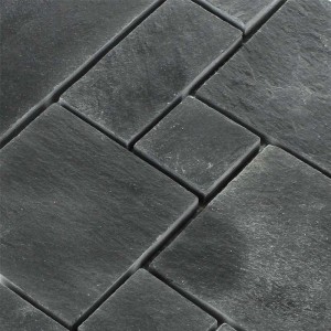 Οικοδομικό Υλικό Φυσική Πέτρα από σχιστόλιθο / Ακανόνιστο τετράγωνο παχύ γκρι Μαύρο σχιστόλιθο Πέτρα επίστρωσης για Διακόσμηση δαπέδου τοπίου εξωτερικού χώρου