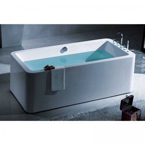 White Acrylic Bathtub Free Standing Type for Hotel Bath, and Home Bathroom
