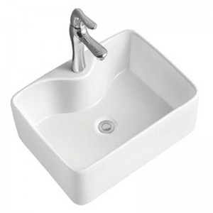 Handwaschbecken, moderne Badezimmer-Aufsatzplatte, weiße Farbe, Porzellan mit Wasserhahn