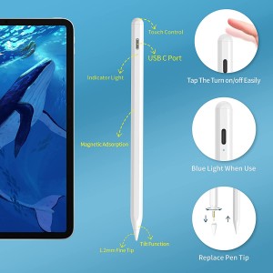 Styluspen vir iPad met kantelgevoelige en magnetiese ontwerp, digitale potlood versoenbaar met 2018 en latere model