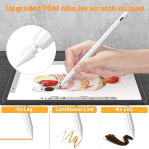 Stylus Pen airson iPad, iPad Pencil 2na ginealach le diùltadh pailme, magnetach & 1.0mm tip grinn co-chosmhail ri iPad 2018-2022 6th / 7th / 8th / 9th / Mini 5th / 6th / Air 3rd / 4th / 5th / Pro 11 / Pro 12.9