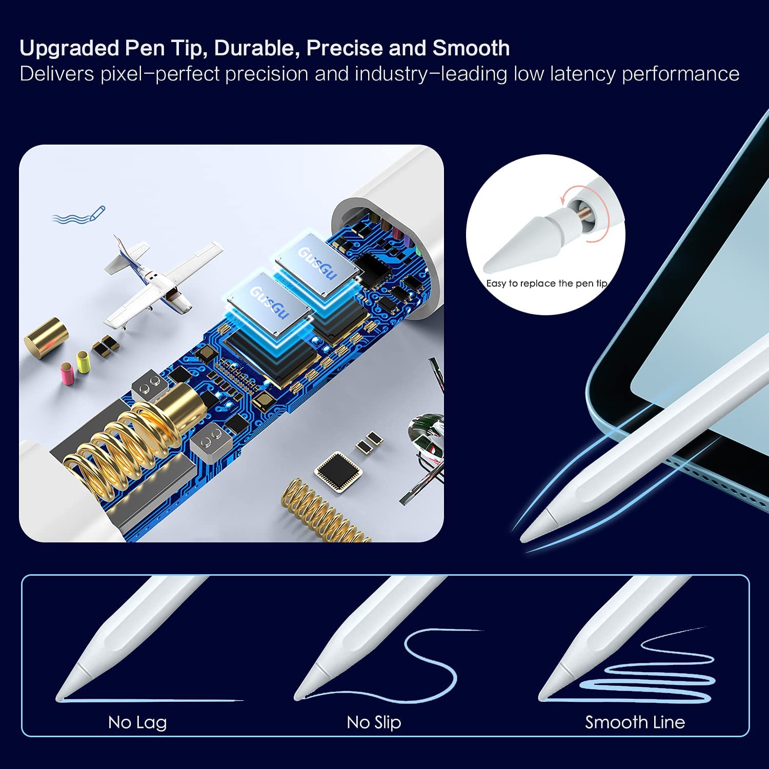 Stylus Pen vir iPad, opgegradeerde kantelgevoeligheid Magnetiese Stylus Apple Pen detail foto's