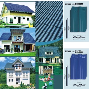 310x400mm Interlocking Roofing Tile Blue Color