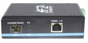 Industrial grade Gigabit fiber optic transceiver (one optical and one electrical)