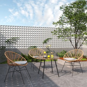 Luxuriöser Retro-Terrassenstuhl aus Korbgeflecht für kommerzielle Nutzung, Rattan-Café-Stuhl, Terrassenstuhl