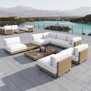 Moderne Couch für den Außenbereich, Teakholzmöbel, Gartensofas