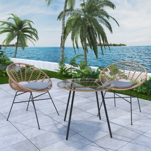 Luxuriöser Retro-Terrassenstuhl aus Korbgeflecht für kommerzielle Nutzung, Rattan-Café-Stuhl, Terrassenstuhl
