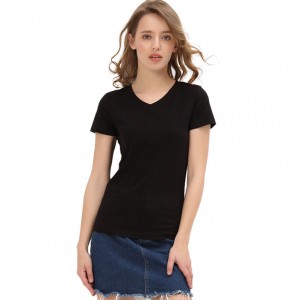 夏のホット販売 V ネックの女性の tシャツ カスタマイズされたプリント半袖 tシャツ コットン特大 t シャツ女の子のため