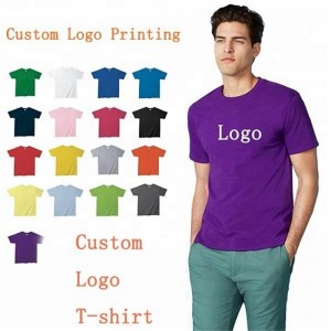 Çapkirina T-Shirt Blank High Qalîteya Bilind T-shirtên danasînê yên Cotton Sêwirana Logoya Xweser