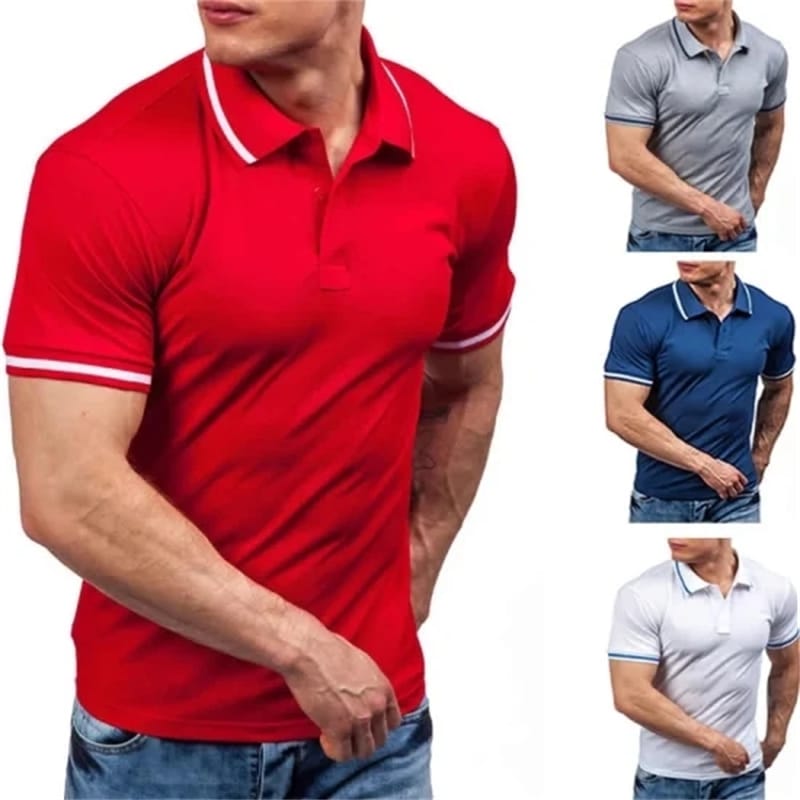 Print Summer Men Polo Shirt Casual Short-Sleeve Hit Polo Shirt Oblique Striped Lapel Tops Men Slim Fit Breathable Polos Featured Image