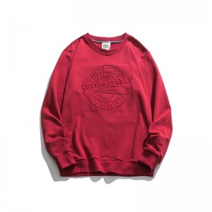 Custom Crewnecks 3D ලාංඡනය Embossed Print Hoodie Sweatshirt හිස් 100% කපු Essentials Men Hoodies