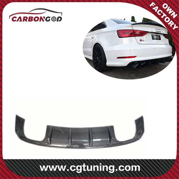 Carbon Fiber Rear Bumper Diffuser Foar Audi S3 A3 Sline 14-16