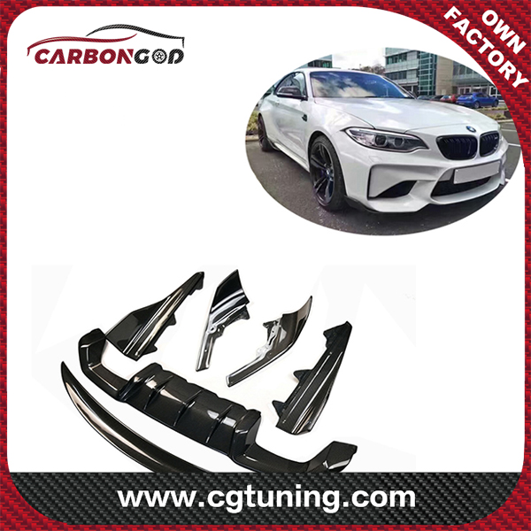 F87 M2 სხეულის ნაკრები წინა ტუჩის გვერდითი კალთები დიფუზორი სპოილერი M Performance Style Carbon Fiber Bodykit BMW M2C-სთვის