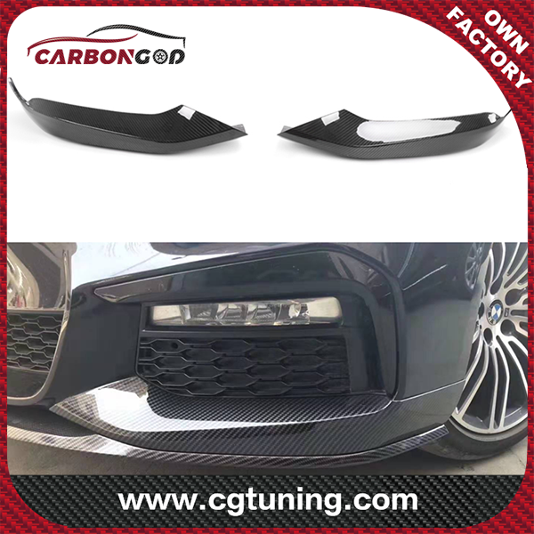Divisores de lábios dianteiros de fibra de carbono seco para BMW Série 5 G30 G31 520i 530i 540i M Sport 2018 -2019 Bumper Canards Guarnição