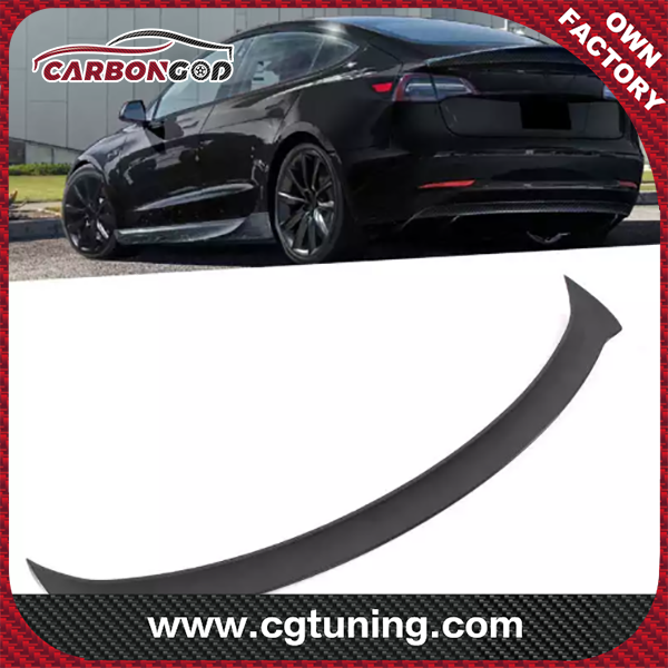 Serat Karbon Hideung Rear Trunk Spoiler Tail Wing Lip 3D Gaya Balap Cocok pikeun Tesla Model 3 2017-2020 Aksesoris Mobil