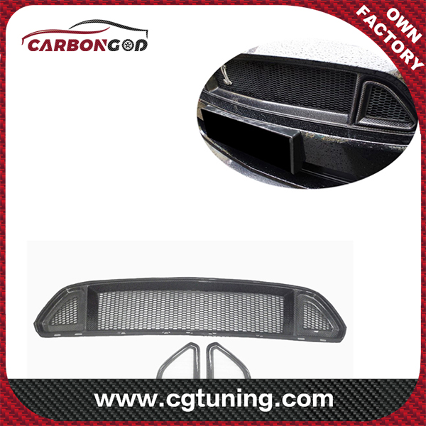 Angkop sa 2015-17 Mustang Front Bumper Grille R Style Carbon Fiber Front Bumper Grille Trim Cover Para sa Ford Mustang