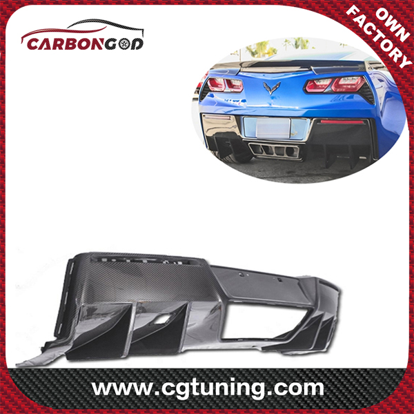 За 2014-2019 Chevrolet Corvette C7 Stingray RZA стил Карбонови влакна Дифузьор на задната броня Устна