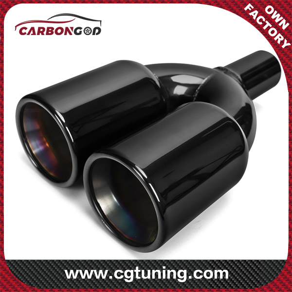 L 294mm Auto Dual Black Muffler tips បញ្ចេញបំពង់កន្ទុយ Carbon Fiber