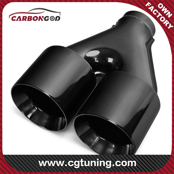 IN63mm Автоматски издувни опашки цевки од јаглеродни влакна Двојни црни врвови за пригушувач