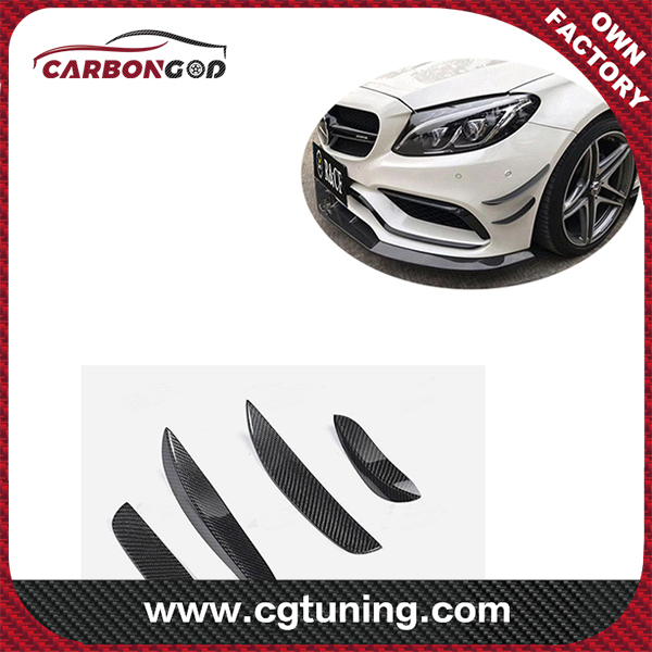 C63 w205 AMG BS style Carbon Fiber Front Bumper Canards Winglets for Mercedes Benz C63 w205 coufe