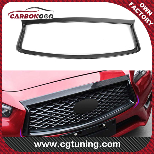 Q50 Dry Carbon fiber Front Grille Trim Covers Frame Overlay Styling for Infiniti Q50 Q50S 2018 2019 2020 Outline Molding Trim