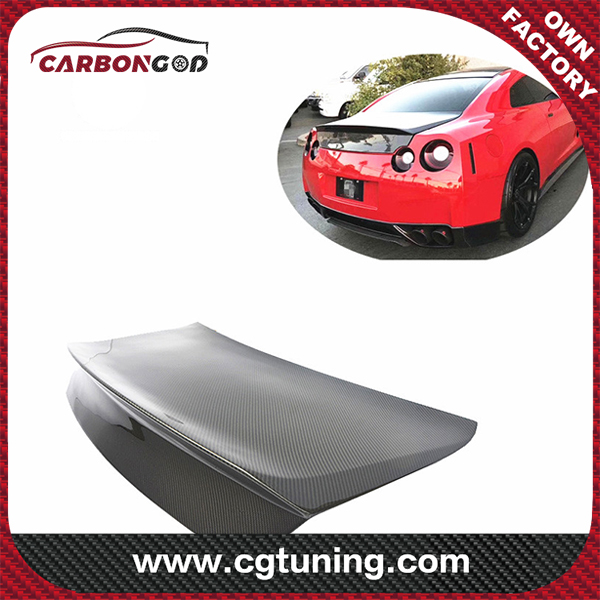 Tapa de maletero de pico de pato de fibra de carbono estilo RZA 08-16 para Nissan GTR R35