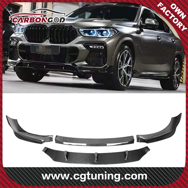 BMW G06 X6 2019 2020 2021 2022 Carbon Front Bumper Lip Chin Spoiler Front Splitter 2019+ X6 G06 کاربن فائبر کار بمپر کے لیے