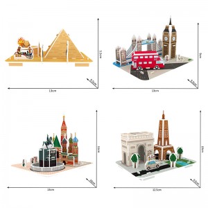 Slávna stavebná montážna hračka z penového puzzle séria miniarchitektúra ZC-A015-A018