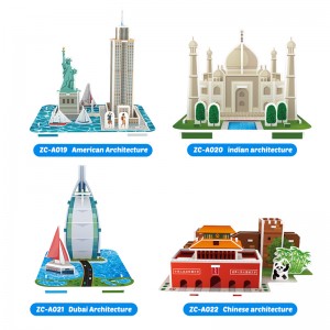 DIY Toy Avahiyên Cîhanê yên Navdar 3D Paper Model Puzzle for Kids ZC-A019-A022