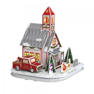 Ziemassvētku rokdarbi bērniem 3D Puzles Papīra māja, modelis ZC-C026
