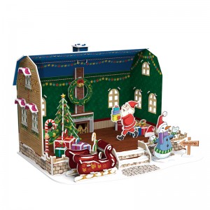 Skena e shtëpisë së Krishtlindjeve të montimit 3D Puzzles ZC-C009