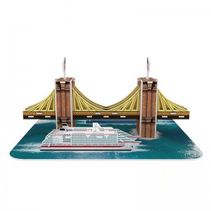 Brooklyn Bridge további részletekkel, mint a folyó és a hajó 3D rejtvények tervezése