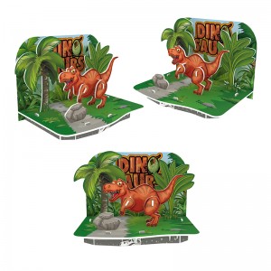 4-ühes kokkupanek Jurassic dinosauruste maailm džunglimaastikuga 3D vahtmõistatused lastele õppemäng ZC-A011-A014