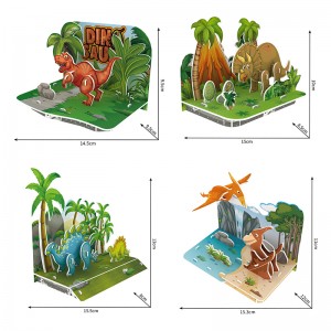 4 in 1 එකලස් කිරීමේ Jurassic dinosaurs World with jungle scene 3D foam Puzzles for Kids Education Game ZC-A011-A014
