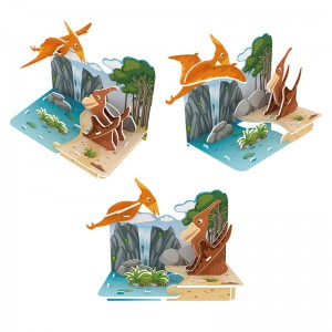 4 in 1 Assembly Jurassic dinosaurs Mundo na may jungle scene 3D foam Puzzle Para sa Kids Education Game ZC-A011-A014